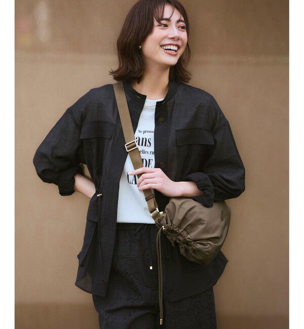 23区「【見上愛さん着用】リネンミックスシアースラブ ミリタリー シャツジャケット」|シャツ・ブラウス|