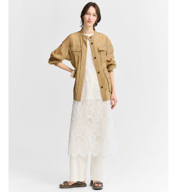 23区「【見上愛さん着用】リネンミックスシアースラブ ミリタリー シャツジャケット」|シャツ・ブラウス|