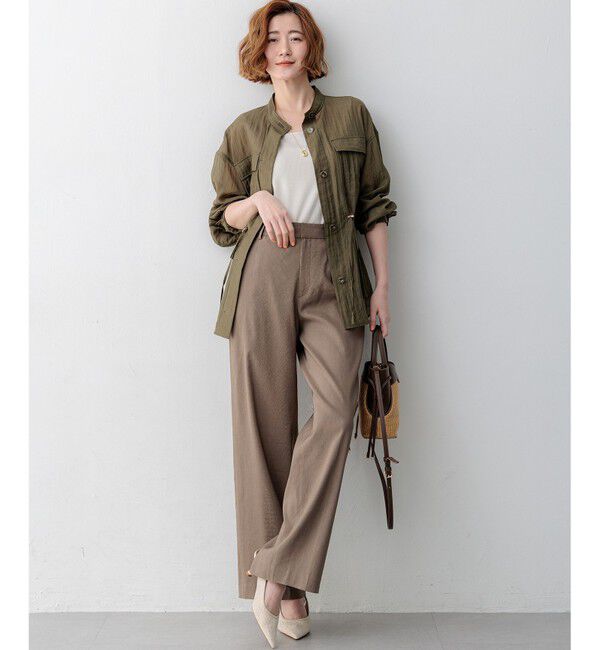 23区「【見上愛さん着用】リネンミックスシアースラブ ミリタリー シャツジャケット」|シャツ・ブラウス|