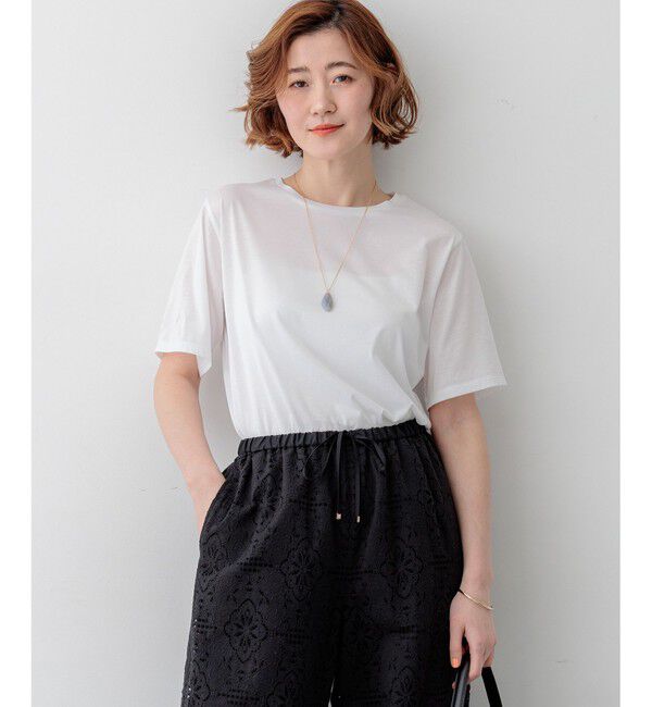 23区「【見上愛さん着用】シアーコンフォート クルーネック Tシャツ」|Tシャツ・カットソー|ホワイト系