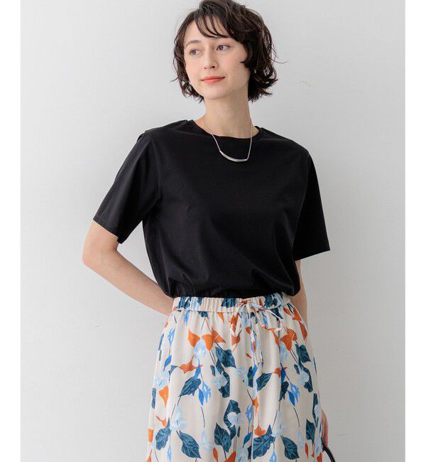 23区「【見上愛さん着用】シアーコンフォート クルーネック Tシャツ」|Tシャツ・カットソー|ブラック系