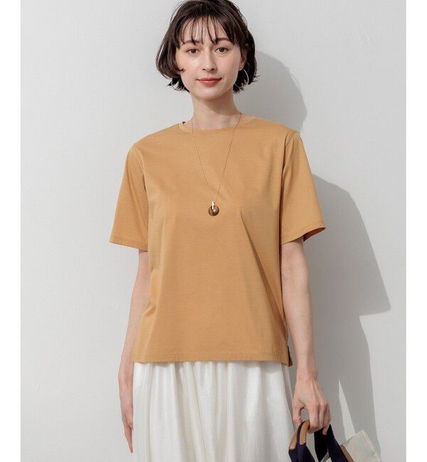 23区「【見上愛さん着用】シアーコンフォート クルーネック Tシャツ」|Tシャツ・カットソー|キャメル系