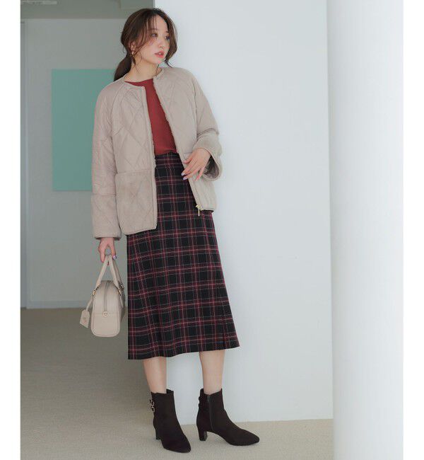 ANY SIS「フェイクファーコンビキルティング アウター」|テーラードジャケット|