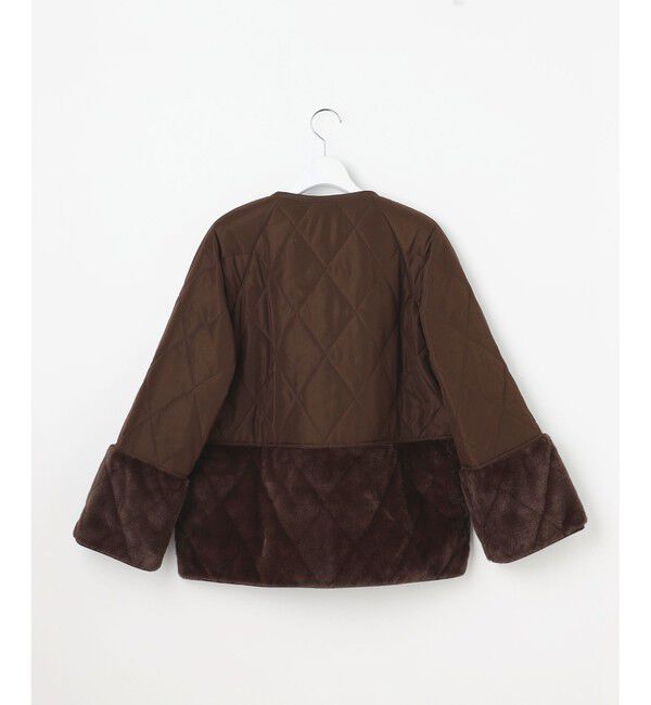 ANY SIS「フェイクファーコンビキルティング アウター」|テーラードジャケット|