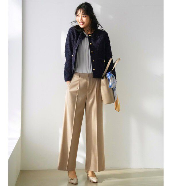 ANY SIS「リボンヤーンライトツイード ジャケット」|ノーカラージャケット|