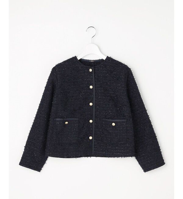 ANY SIS「リボンヤーンライトツイード ジャケット」|ノーカラージャケット|
