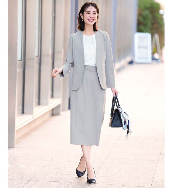 ANY SIS「スマートビューティストレッチカラーレス ジャケット」|ノーカラージャケット|