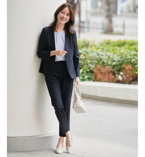 ANY SIS「スマートビューティストレッチカラーレス ジャケット」|ノーカラージャケット|