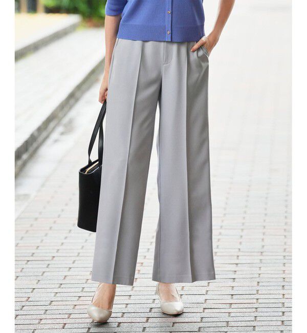 ANY SIS「スマートビューティストレッチベルト ワイドパンツ」|その他|グレー