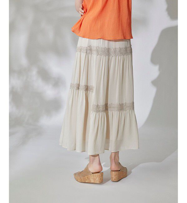 GRACE CONTINENTAL「ランダムレースマキシスカート」|スカート|