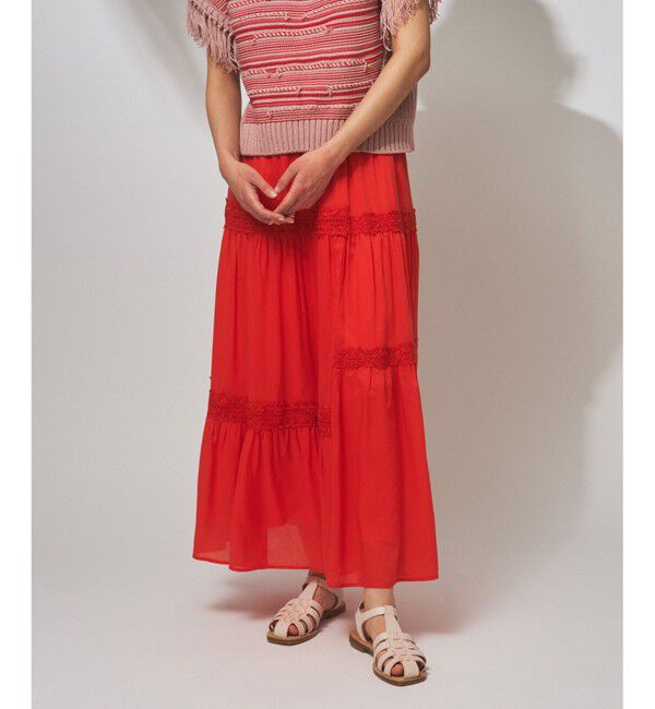 GRACE CONTINENTAL「ランダムレースマキシスカート」|スカート|