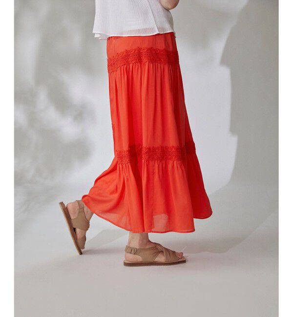GRACE CONTINENTAL「ランダムレースマキシスカート」|スカート|