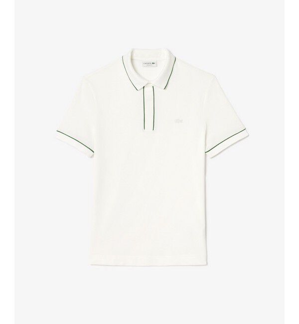 LACOSTE「オーガニックコットン ストレッチ鹿の子 配色パイピング比翼ポロシャツ」|ポロシャツ|