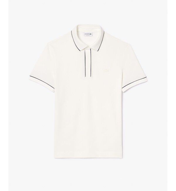 LACOSTE「オーガニックコットン ストレッチ鹿の子 配色パイピング比翼ポロシャツ」|ポロシャツ|