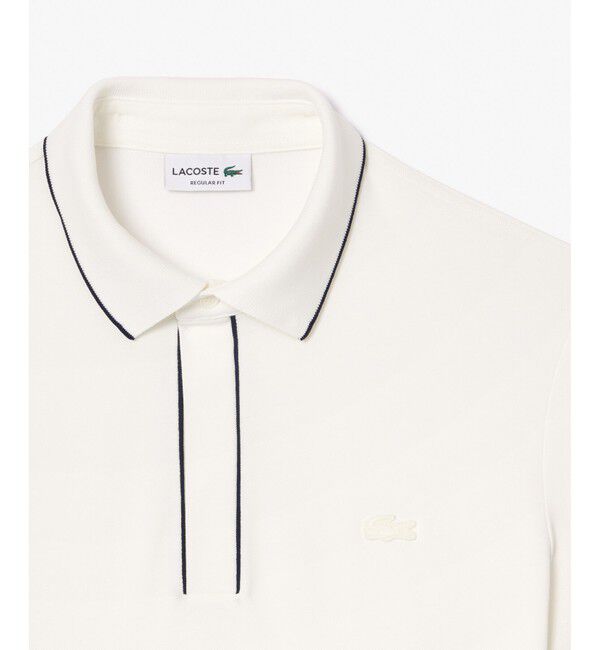 LACOSTE「オーガニックコットン ストレッチ鹿の子 配色パイピング比翼ポロシャツ」|ポロシャツ|