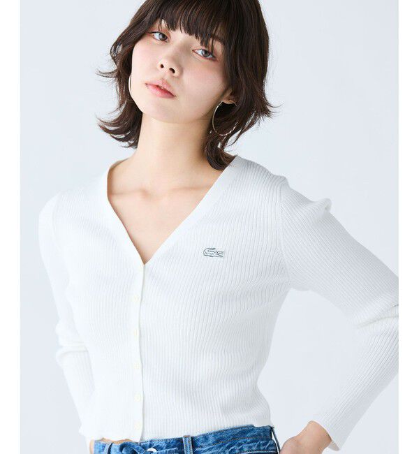 LACOSTE「UVカット クールマックスリブニットカーディガン」|カーディガン|