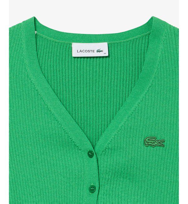LACOSTE「UVカット クールマックスリブニットカーディガン」|カーディガン|