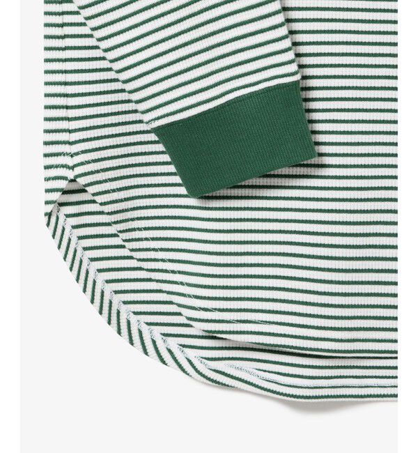 LACOSTE「ラウンドヘム 配色リブカラー ワッフルボーダーロングスリーブTシャツ」|Tシャツ・カットソー|