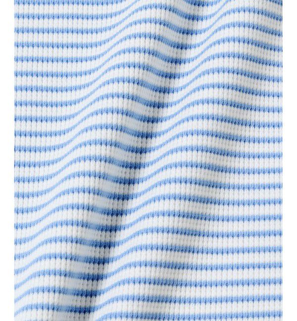 LACOSTE「ラウンドヘム 配色リブカラー ワッフルボーダーロングスリーブTシャツ」|Tシャツ・カットソー|