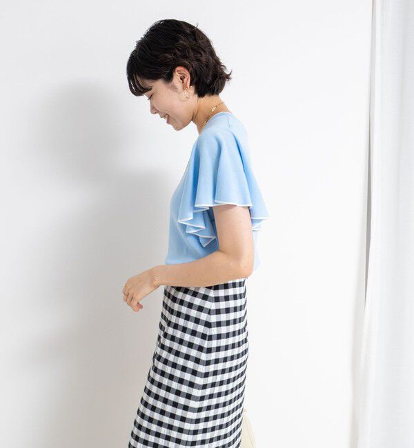 NOLLEY'S sophi「《手洗い可能》袖フリル配色プルオーバーニット」|ニット・セーター|