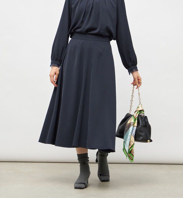 NOLLEY'S「ウォッシャブル2WAYストレッチフレアスカート」|フレア|ネイビー