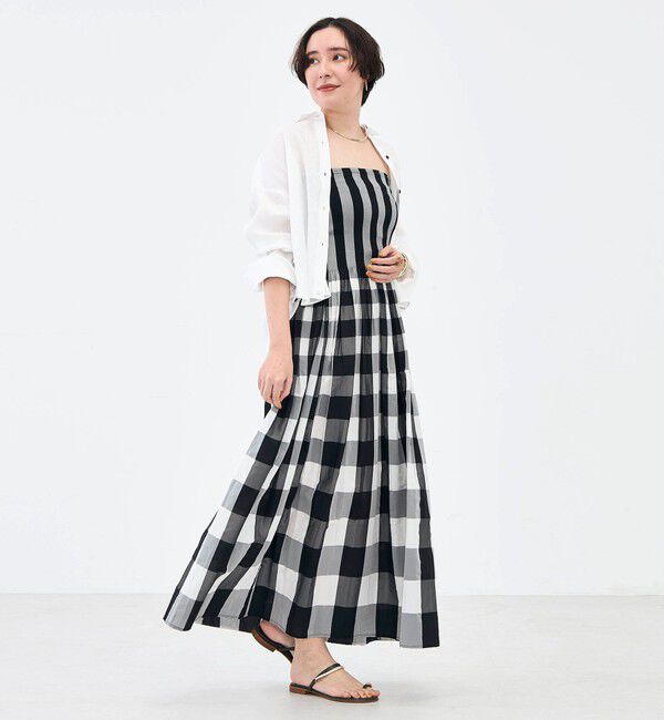 NOLLEY'S「【KIRYU】ウォッシャブルシャーリングギンガム2WAYワンピース」|ワンピース|ブラック・グレー系1