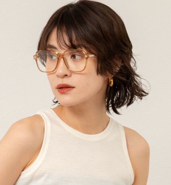 MAQWEL「【MAQWEL/マクウェル】スクエアフレームグラス」|メガネ|ベージュ