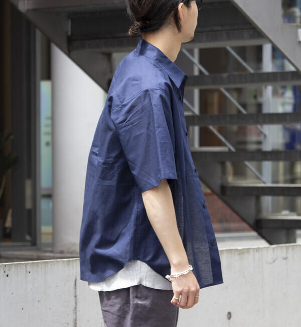GLOSTER「【GLOSTER/グロスター】コットンリネン 半袖シャツ レギュラーカラー 綿麻」|シャツ・ブラウス|
