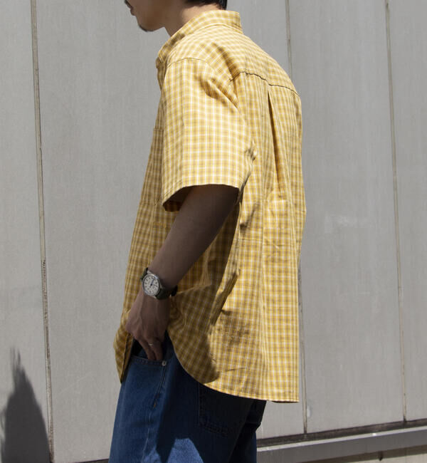 GLOSTER「【GLOSTER/グロスター】チェック半袖シャツ ボタンダウン ワンポイントロゴ刺繍入り」|シャツ・ブラウス|