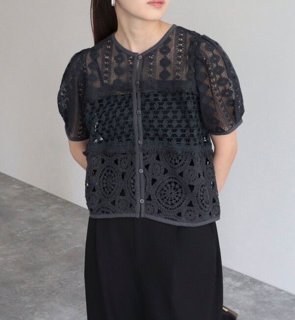 fredy emue「レース切替前開きブラウス」|シャツ・ブラウス|