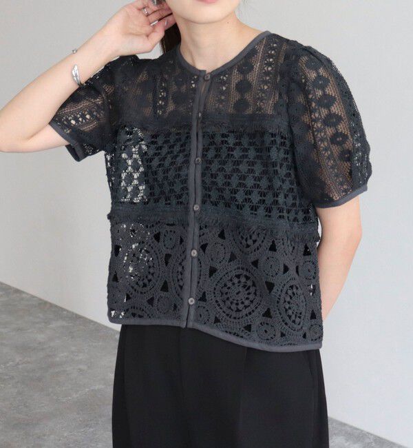 fredy emue「レース切替前開きブラウス」|シャツ・ブラウス|