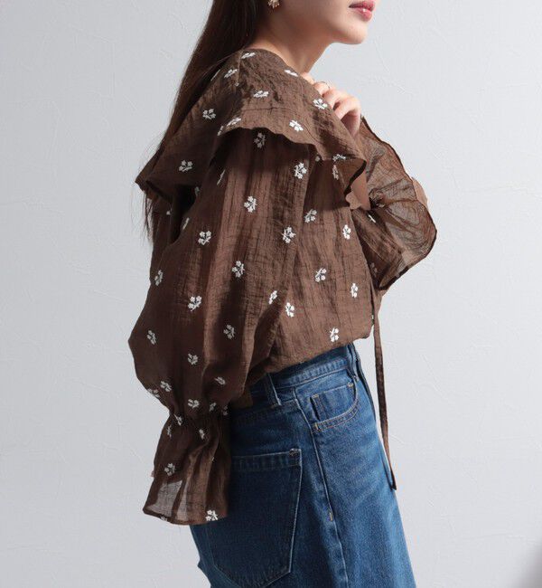 fredy emue「シアー楊柳刺繍ケープブラウス」|シャツ・ブラウス|