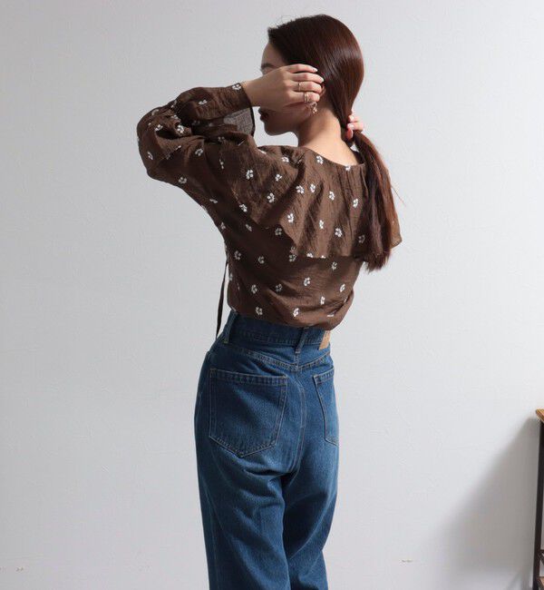 fredy emue「シアー楊柳刺繍ケープブラウス」|シャツ・ブラウス|