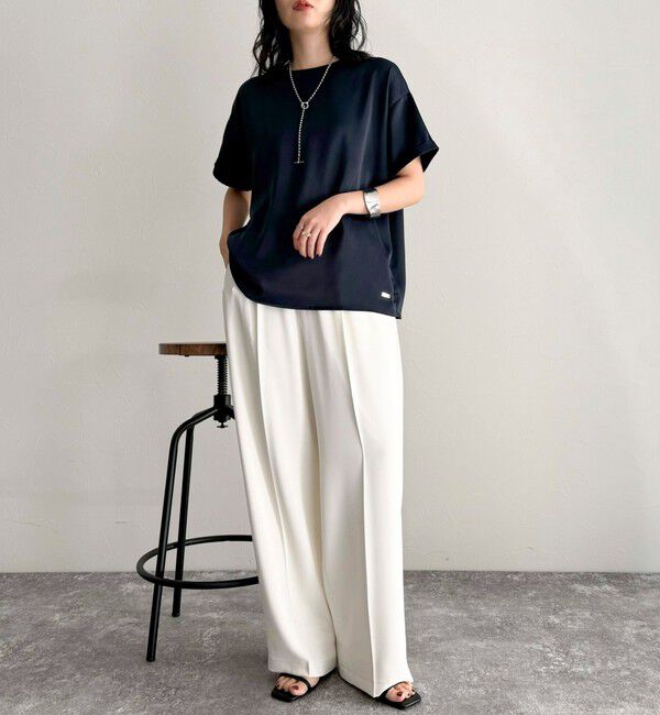 fredy emue「【WEB限定カラーあり】サテン半袖Tシャツブラウス」|シャツ・ブラウス|