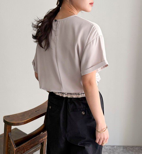 fredy emue「【WEB限定カラーあり】サテン半袖Tシャツブラウス」|シャツ・ブラウス|