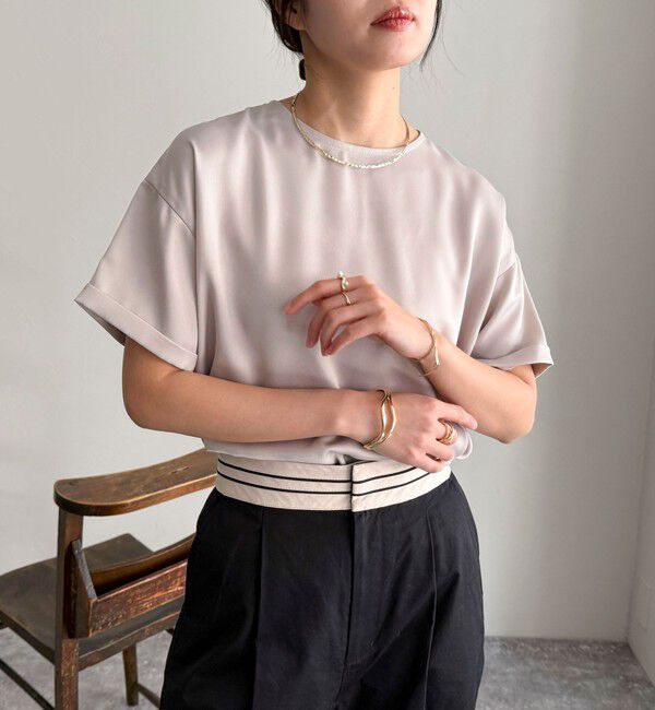 fredy emue「【WEB限定カラーあり】サテン半袖Tシャツブラウス」|シャツ・ブラウス|