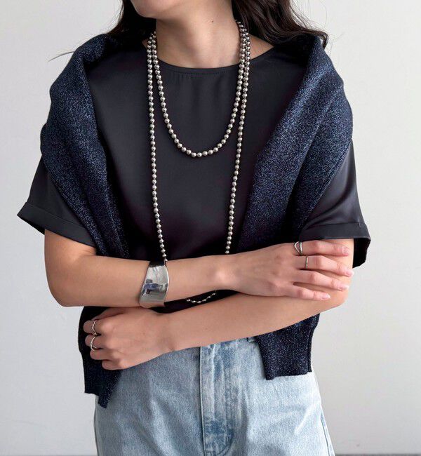 fredy emue「【WEB限定カラーあり】サテン半袖Tシャツブラウス」|シャツ・ブラウス|