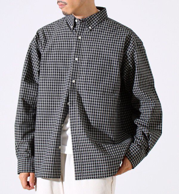 GLOSTER「【シャツ＋Tシャツの2点セット】TC平織 小柄チェックアンサンブル」|シャツ・ブラウス|ブラック