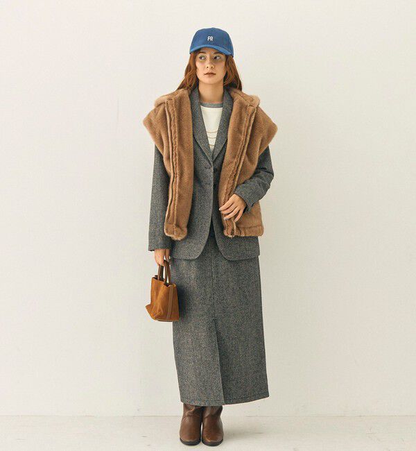 fredy emue「フェイクファーフードベスト」|ベスト・ジレ|