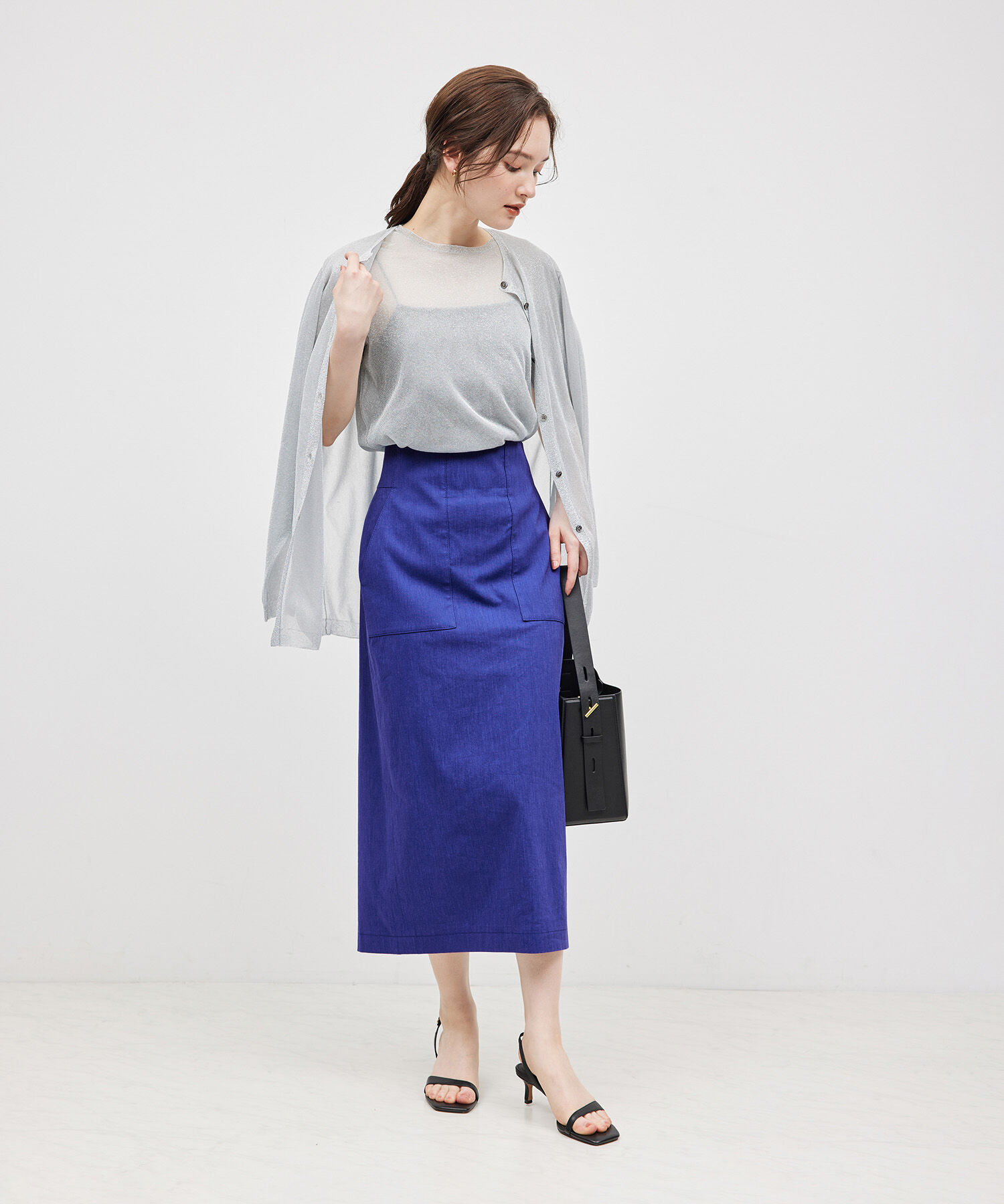 ROPE「リネンストレッチポケット付きタイトスカート/24SS【一部WEB限定】【雑誌掲載】【メディア掲載】」|スカート|