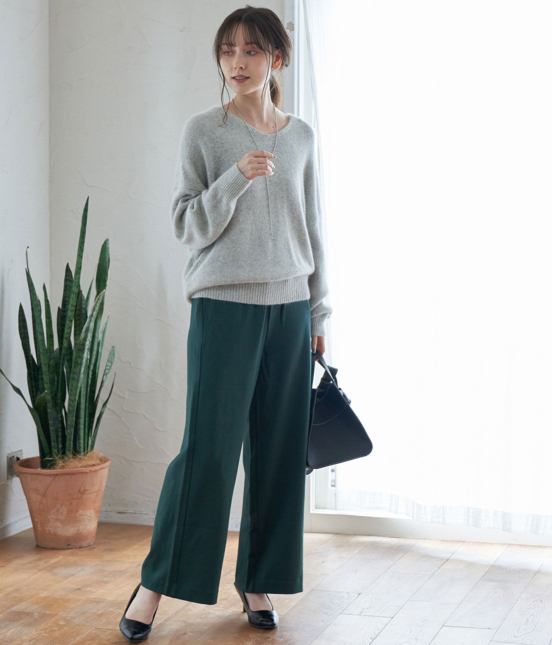 VIS「【WEB限定Lサイズ】ポンチイージーワイドパンツ」|スラックス|