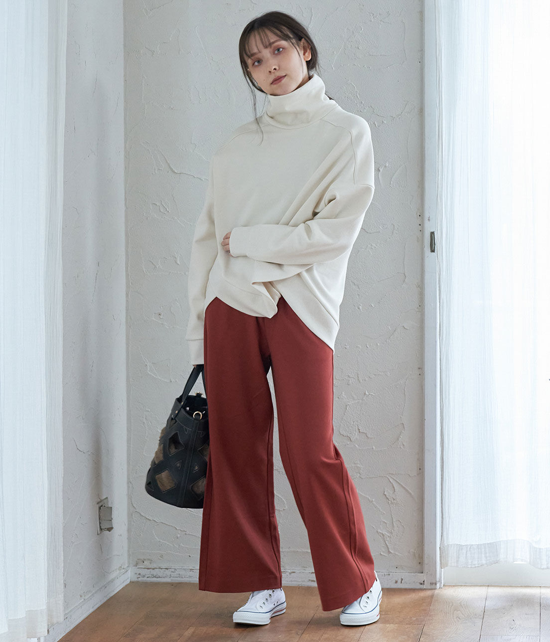 VIS「【WEB限定Lサイズ】ポンチイージーワイドパンツ」|スラックス|