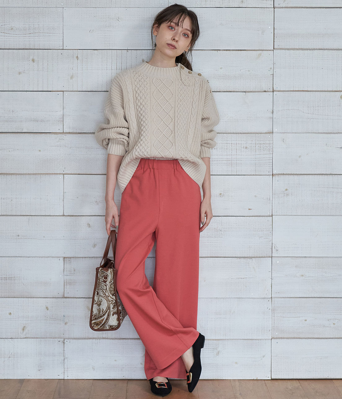 VIS「【WEB限定Lサイズ】ポンチイージーワイドパンツ」|スラックス|