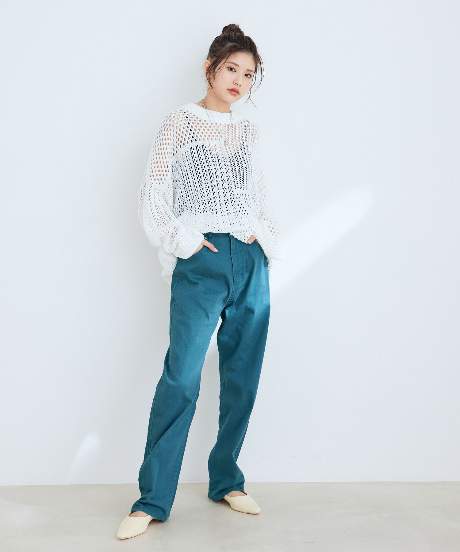 VIS「ツイル＆デニムストレートパンツ」|デニム|