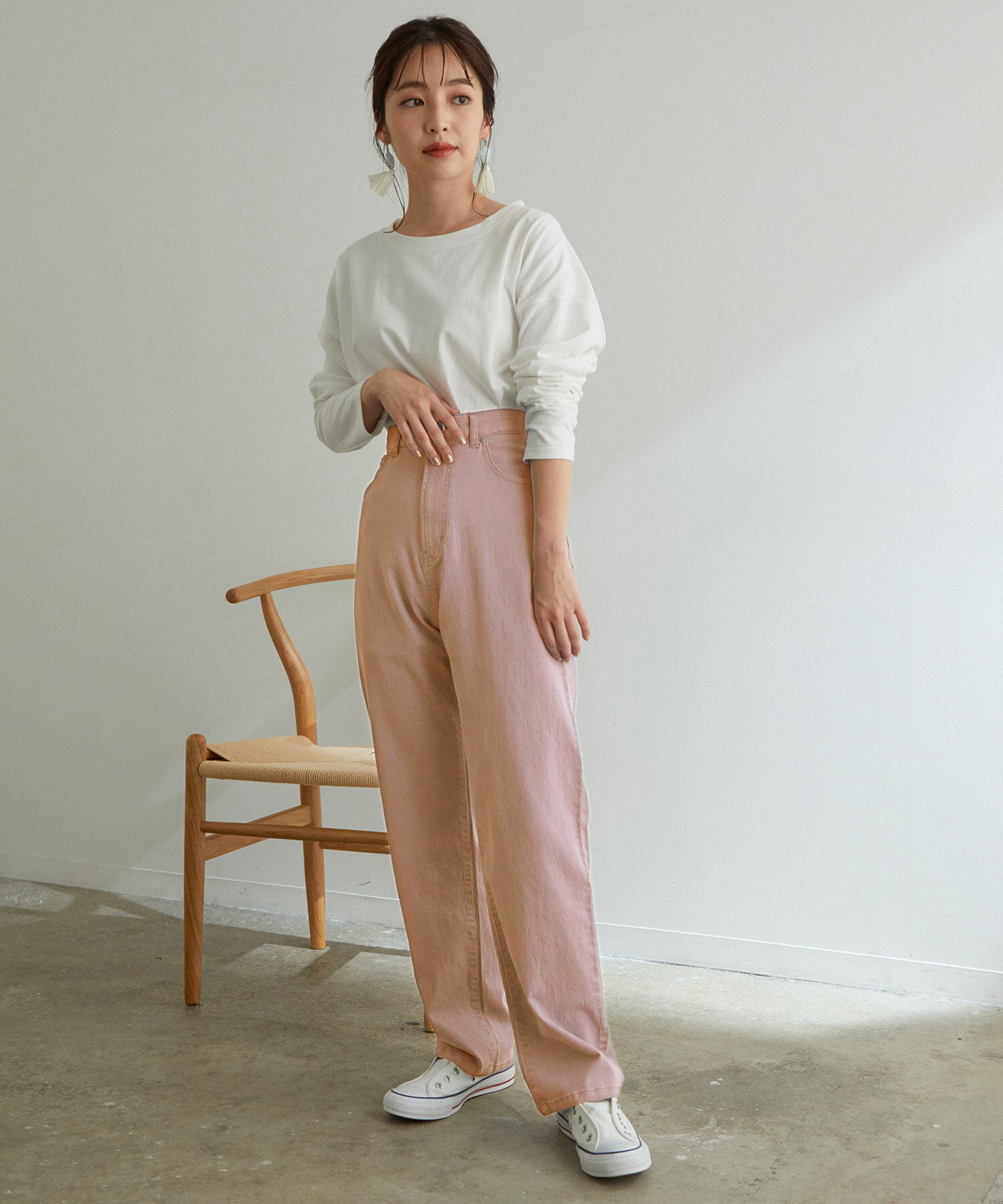 VIS「ツイル＆デニムストレートパンツ」|デニム|