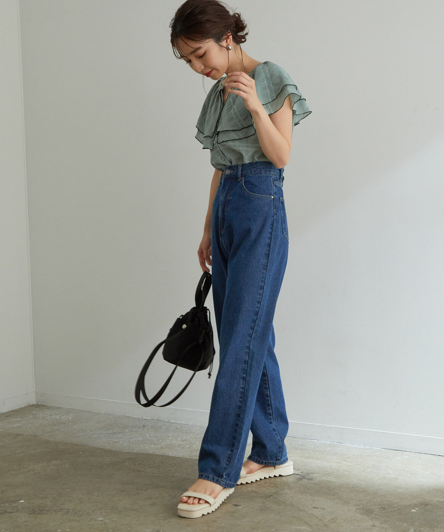 VIS「ツイル＆デニムストレートパンツ」|デニム|