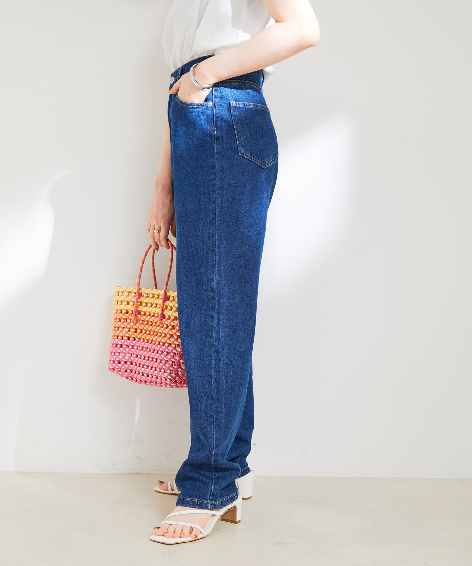 VIS「ツイル＆デニムストレートパンツ」|デニム|