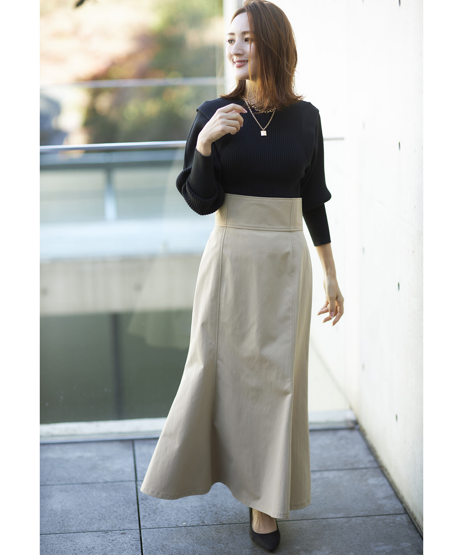 VIS「【一部カラー公式サイト・直営店舗限定】【星玲奈さんコラボ】コットンライクハイウエストマーメイドスカー」|スカート|