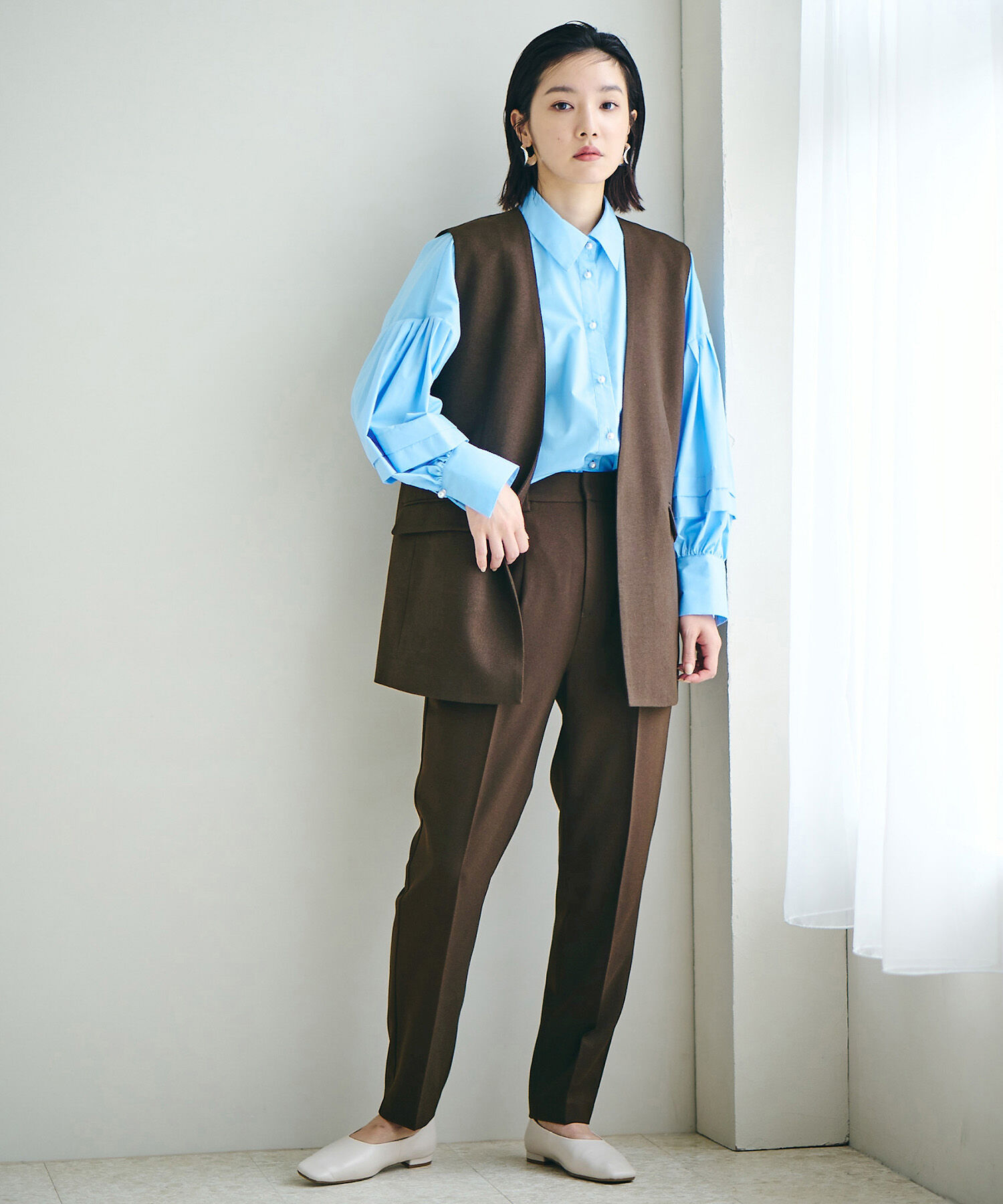 VIS「【Washable・EASY CARE】エコウールタッチテーパードパンツ【sustainable】」|スラックス|