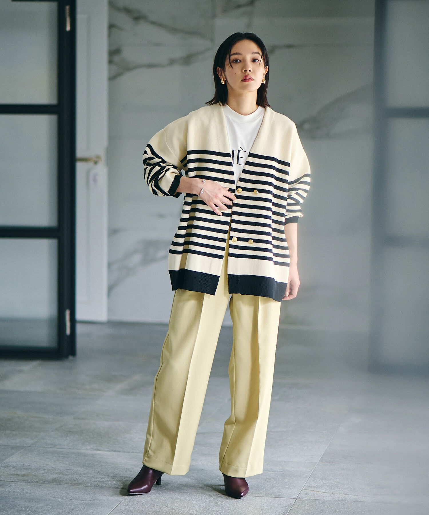 VIS「【Washable・EASY CARE】エコウールタッチワイドパンツ【sustainable】」|スラックス|